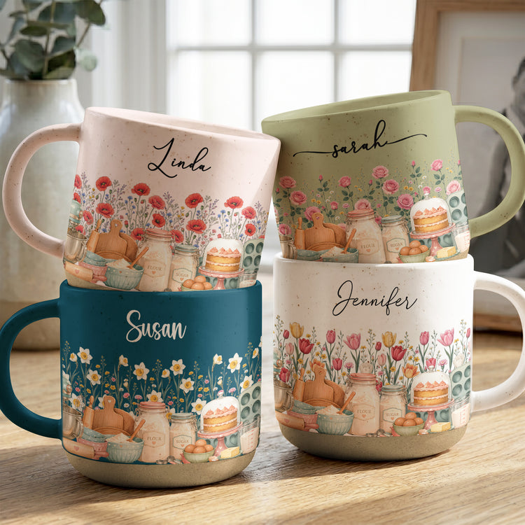 Custom-Birth-Flower-&-Name-Pottery-Mug-Gift-For-Baker-Personalized-Mug-1