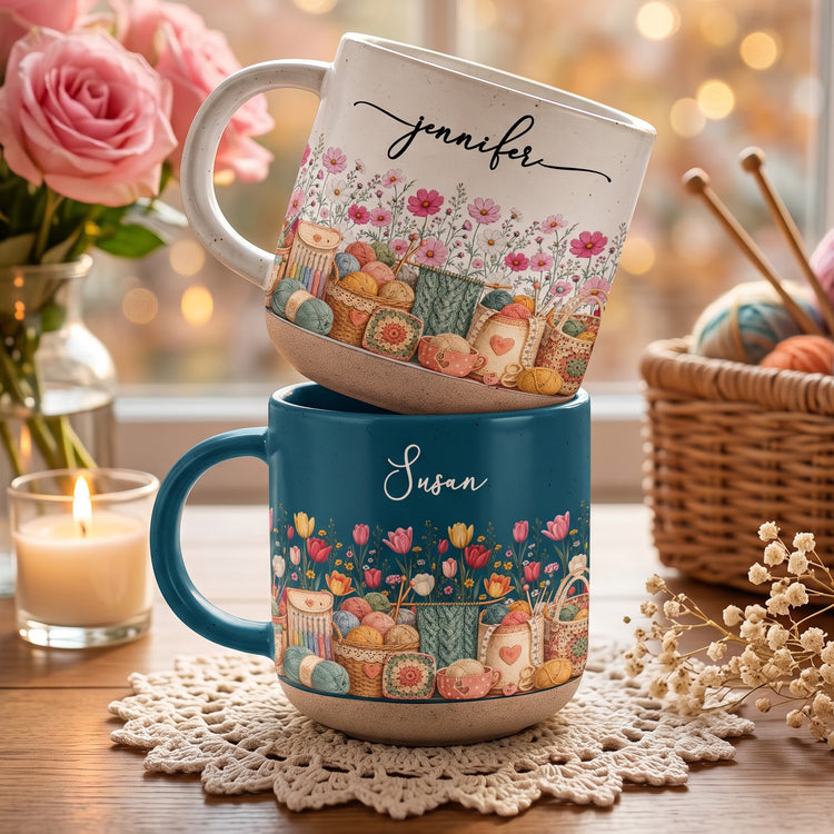 Custom-Birth-Flower-&-Name-Pottery-Mug-Gift-For-Knitter-Personalized-Mug1