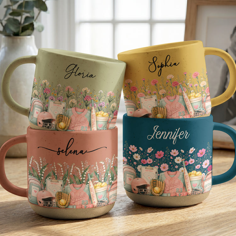 Custom-Birth-Flower-&-Name-Pottery-Mug-Gift-For-Softball-Lovers-Personalized-Mug-1
