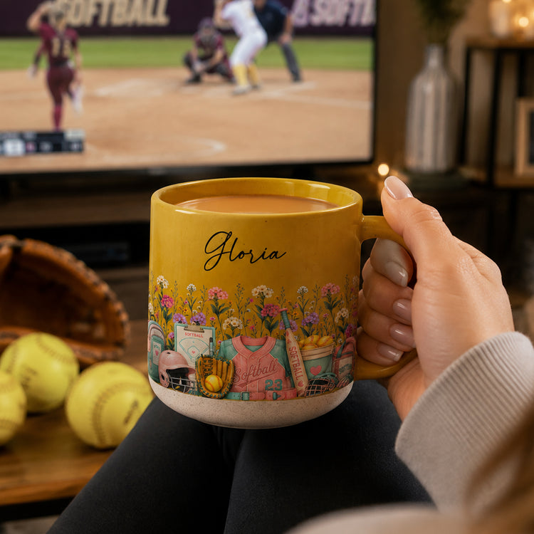 Custom-Birth-Flower-&-Name-Pottery-Mug-Gift-For-Softball-Lovers-Personalized-Mug-2