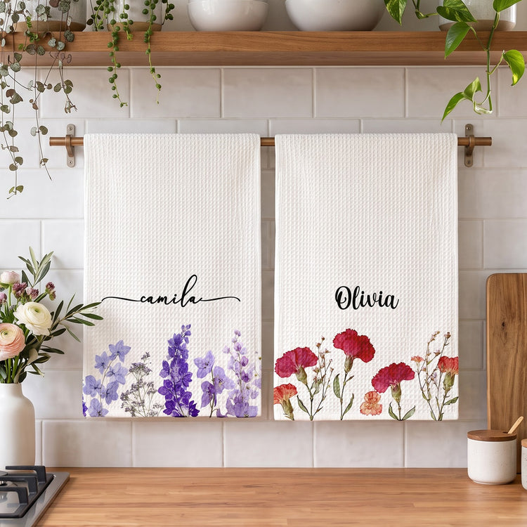 Custom-Birth-Flower-With-Name-Gift-For-Her,-Grandma,-Mom,-Sister-Personalized-Kitchen-Towel2