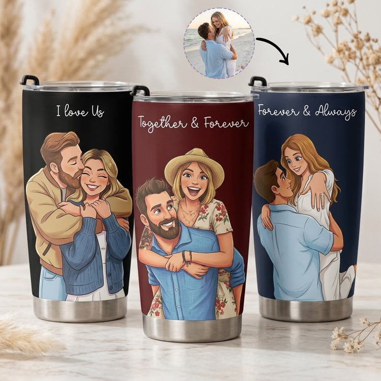 Custom-Couple-Photo-Cartoon-Art-Anniversary-Gifts-For-Wife-Girlfriend-Personalized-Tumbler-Cup-1