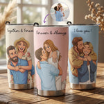 Custom-Couple-Photo-Cartoon-Art-Anniversary-Gifts-For-Wife-Girlfriend-Personalized-Tumbler-Cup-2