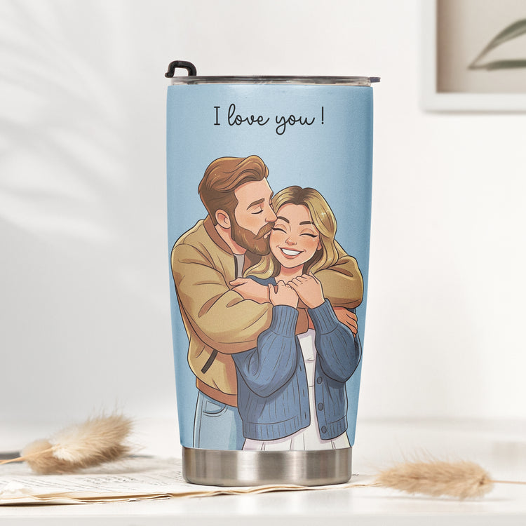 Custom-Couple-Photo-Cartoon-Art-Anniversary-Gifts-For-Wife-Girlfriend-Personalized-Tumbler-Cup-3