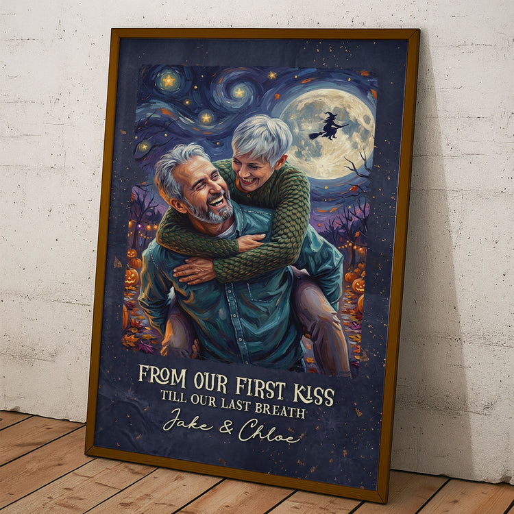 Custom-Couple-Photo-Halloween-Van-Gogh-Art-Gift-For-Her,-Him-Personalized-Poster-3