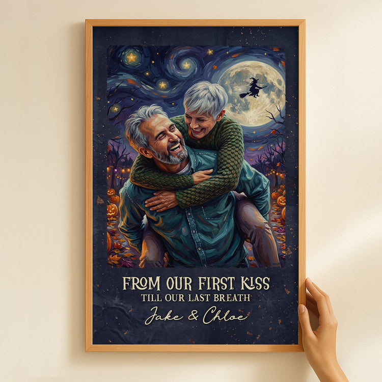 Custom-Couple-Photo-Halloween-Van-Gogh-Art-Gift-For-Her,-Him-Personalized-Poster-4