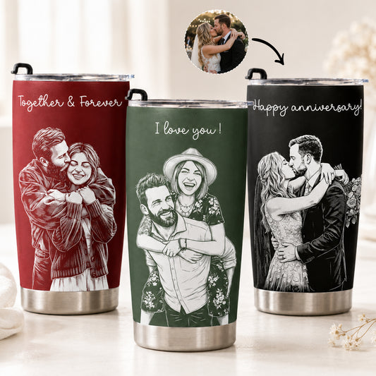 Custom-Couple-Photo-Sketch-Line-Art-Anniversary-Gift-For-Him-Her-Personalized-Tumbler-Cup-1