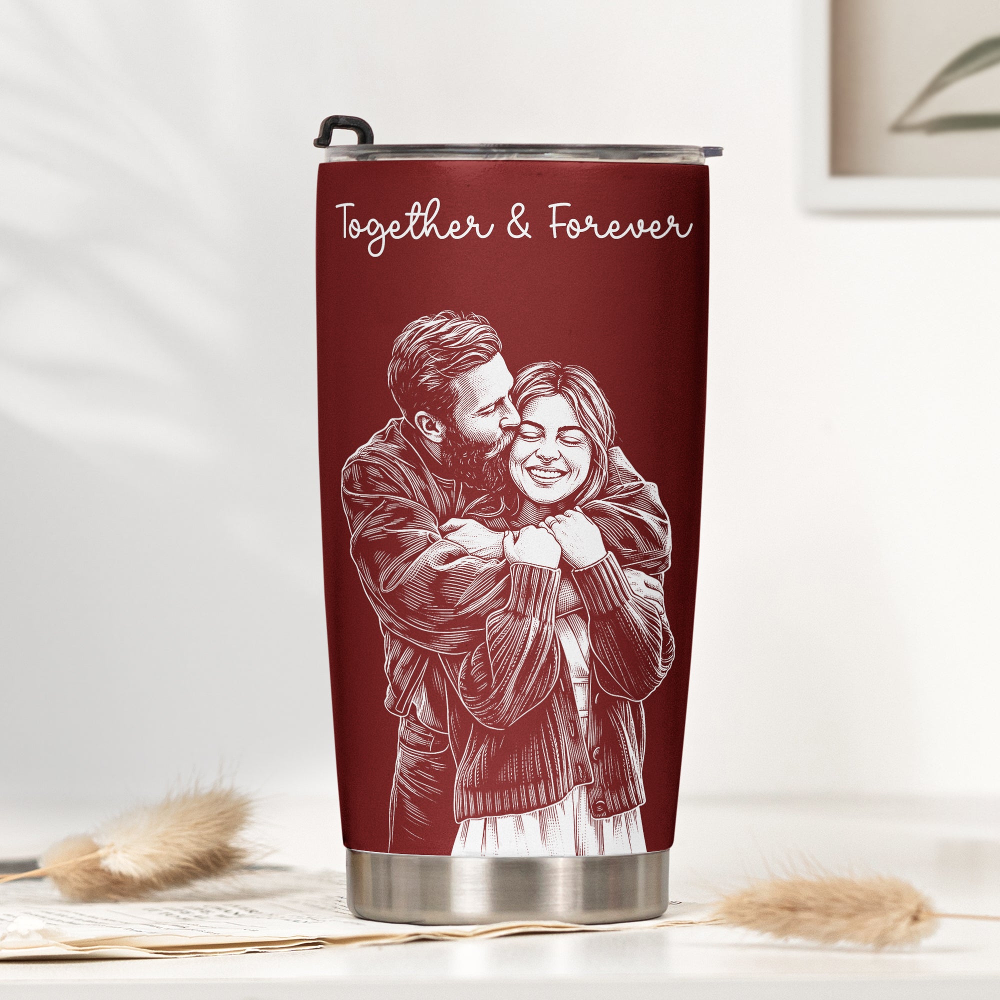 Custom-Couple-Photo-Sketch-Line-Art-Anniversary-Gift-For-Him-Her-Personalized-Tumbler-Cup-2