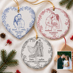 Custom-Couple-Photo-Sketch-Line-Art-First-Christmas-Married-Personalized-Ornament-1