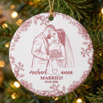 Custom-Couple-Photo-Sketch-Line-Art-First-Christmas-Married-Personalized-Ornament-2