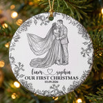 Custom-Couple-Photo-Sketch-Line-Art-First-Christmas-Married-Personalized-Ornament-3