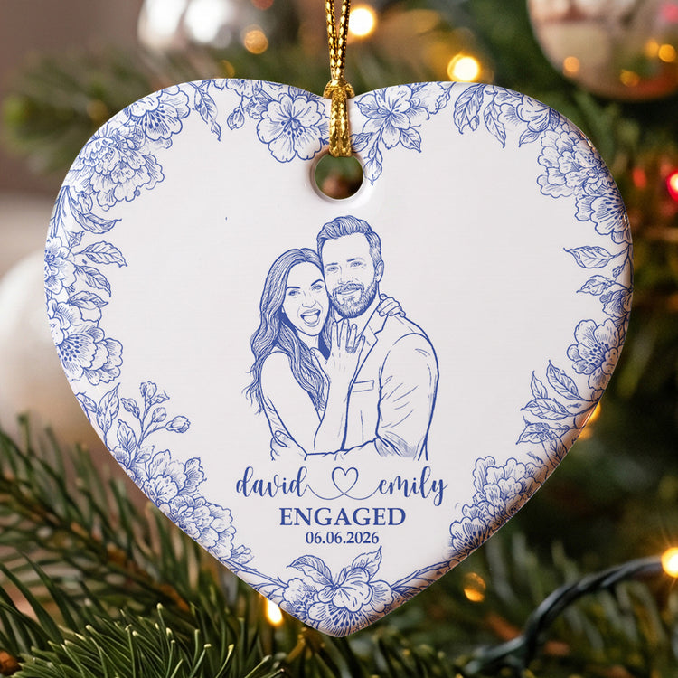 Custom-Couple-Photo-Sketch-Line-Art-First-Christmas-Married-Personalized-Ornament-4
