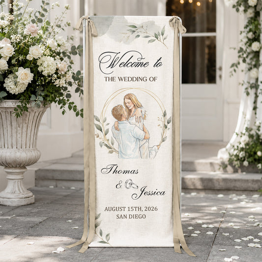 Custom-Couple-Photo-Watercolor-Art-Wedding-Welcome-Sign-Personalized-Welcome-Sign-1
