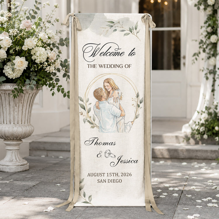 Custom-Couple-Photo-Watercolor-Art-Wedding-Welcome-Sign-Personalized-Welcome-Sign-1