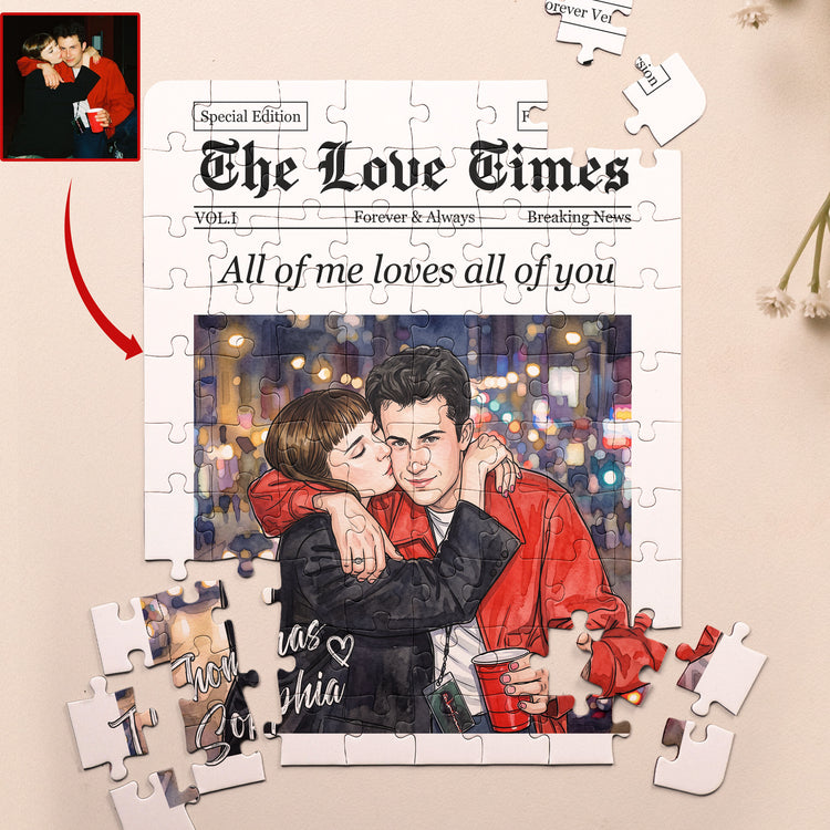 Custom-Couple-Photo-Watercolor-The-Love-Times-Personalized-Jigsaw-Puzzle-1