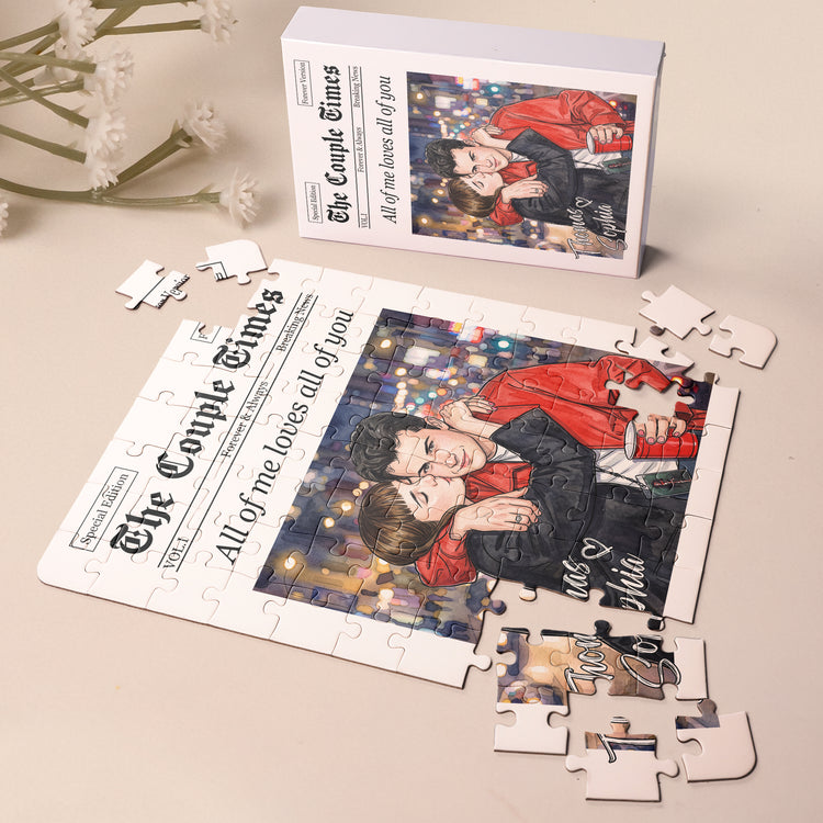 Custom-Couple-Photo-Watercolor-The-Love-Times-Personalized-Jigsaw-Puzzle-4