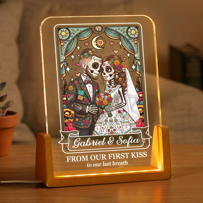 Custom Couple Portrait Day Of The Dead - Personalized Night Light