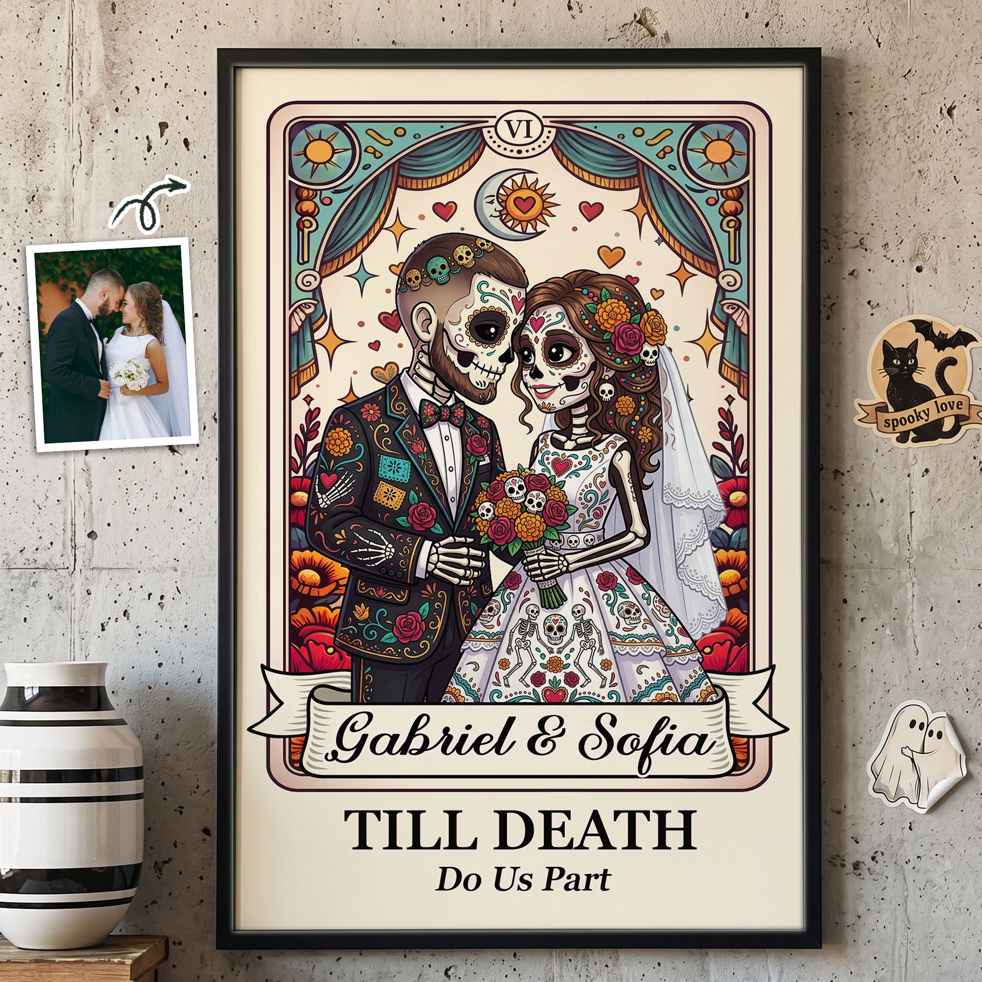 Custom-Couple-Portrait-Day-Of-The-Dead-Till-Death-Do-Us-Part-Personalized-Poster-1