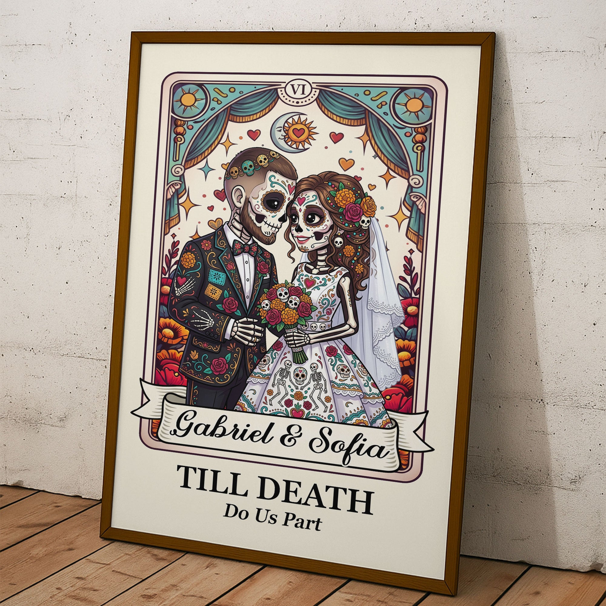 Custom-Couple-Portrait-Day-Of-The-Dead-Till-Death-Do-Us-Part-Personalized-Poster-3
