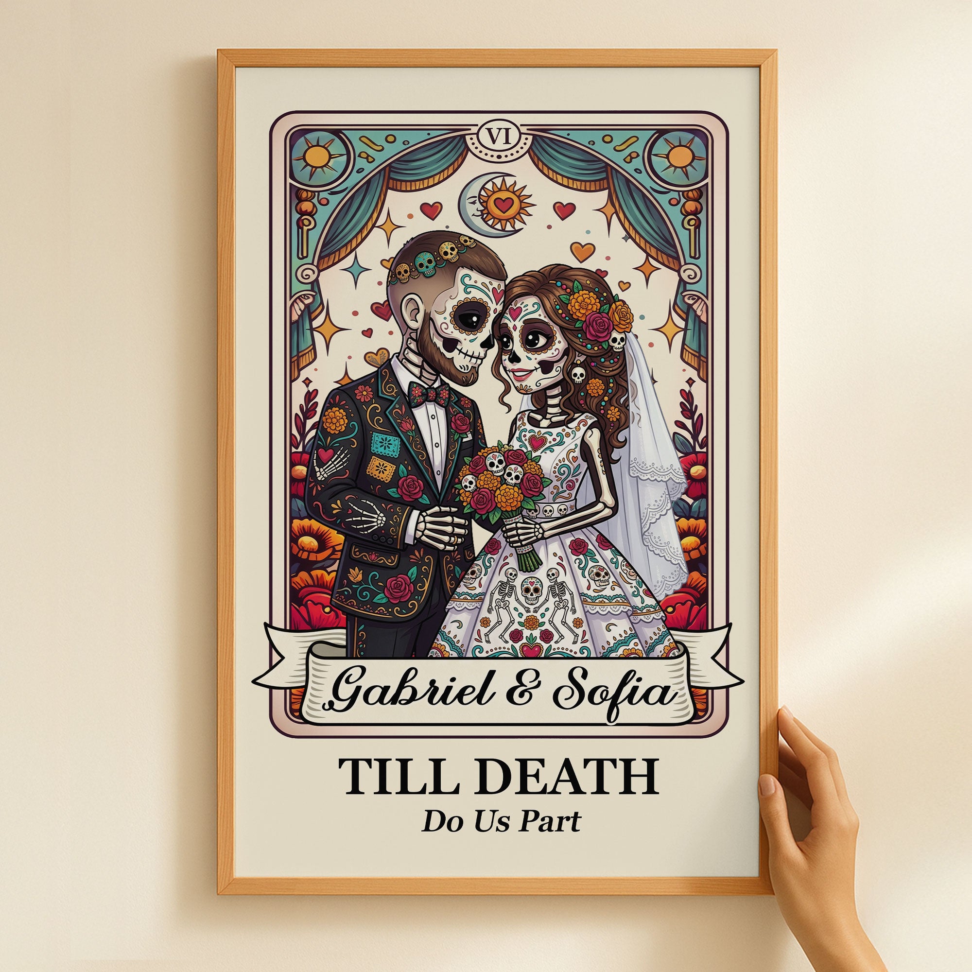 Custom-Couple-Portrait-Day-Of-The-Dead-Till-Death-Do-Us-Part-Personalized-Poster-4