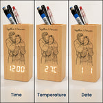 Custom-Couple-Sketch-Line-Art-Anniversary-Gift-Personalized-Pen-Holder-With-Clock-4