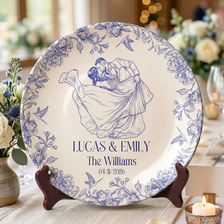 Custom-Couples-Toile-De-Jouy-Art-Wedding-Decor-Gifts-For-Couples-Personalized-Ceramic-Plate-0