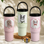 Custom-Cup-With-Pet-Photo-Watercolor-Art-Striped-Pattern-Personalized-30oz-Tumbler-0
