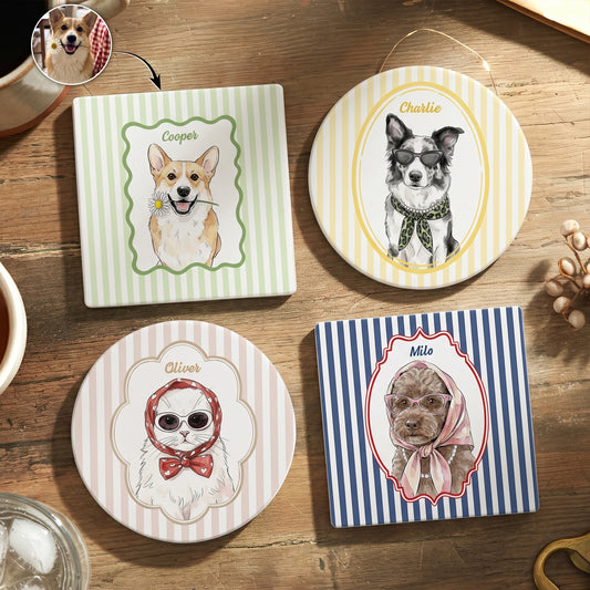 Custom-Cup-With-Pet-Photo-Watercolor-Art-Striped-Pattern-Personalized-Coaster-1