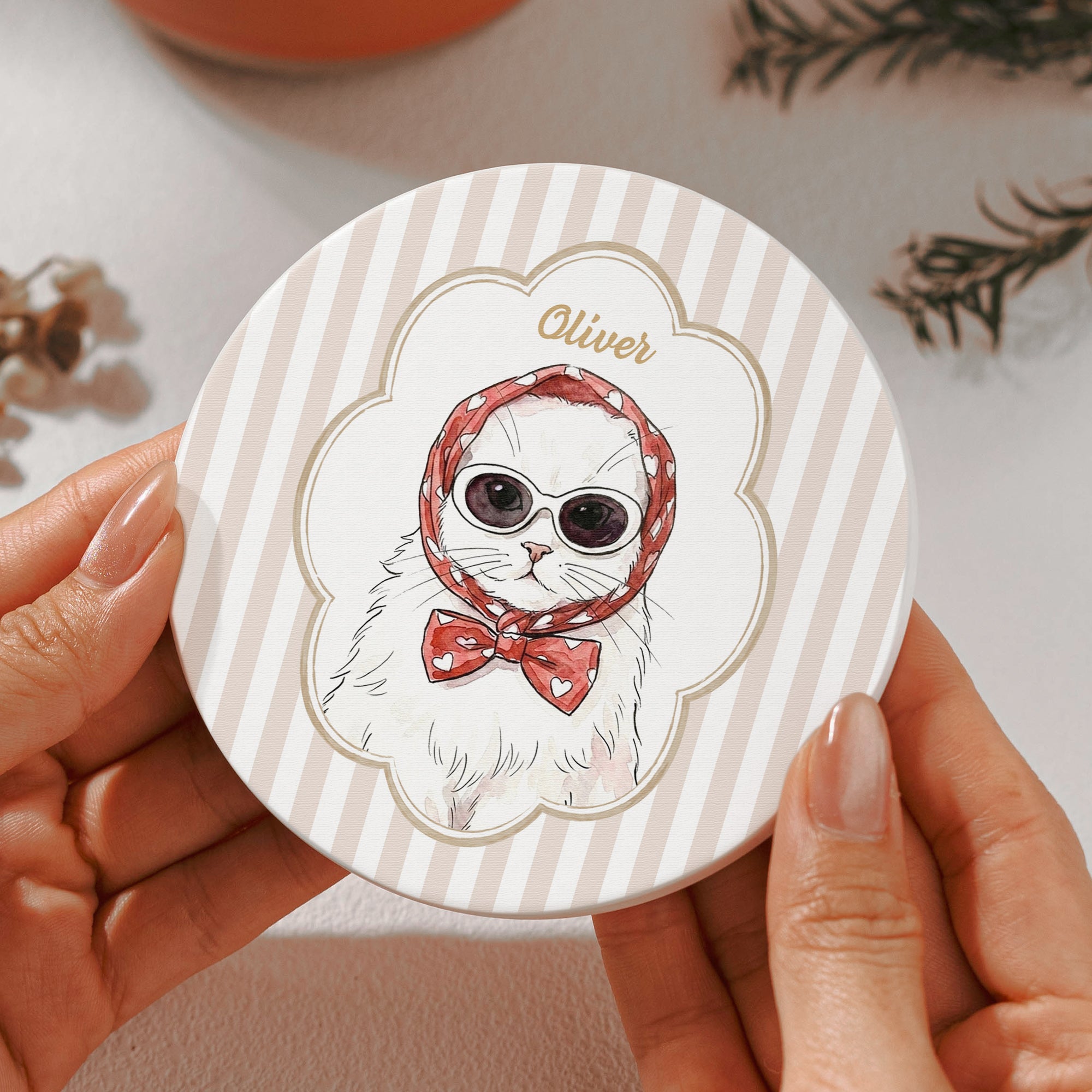 Custom-Cup-With-Pet-Photo-Watercolor-Art-Striped-Pattern-Personalized-Coaster-6