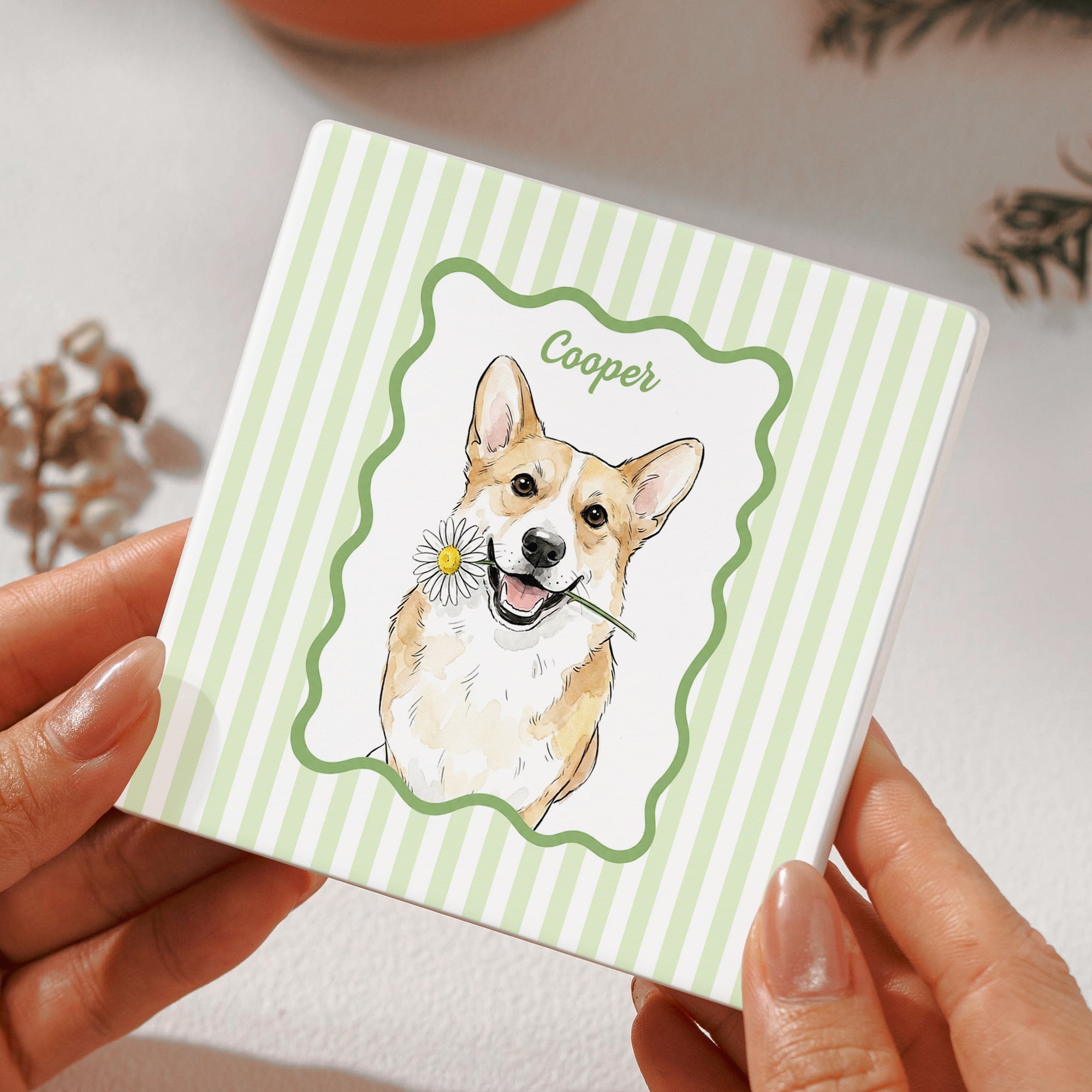 Custom-Cup-With-Pet-Photo-Watercolor-Art-Striped-Pattern-Personalized-Coaster-7
