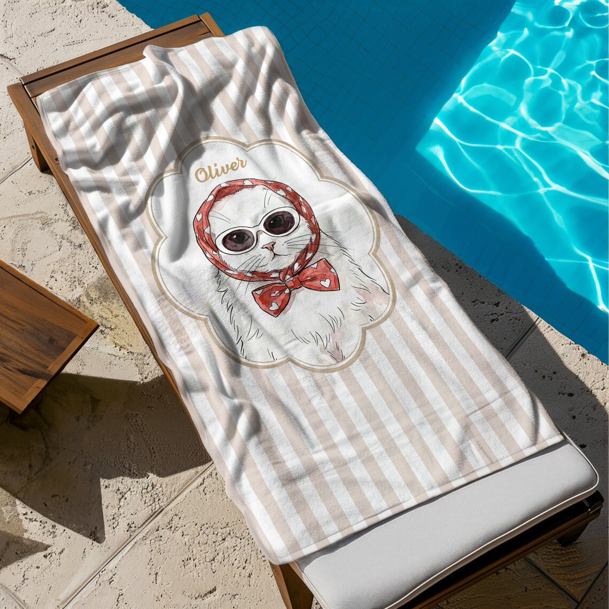 Custom-Cute-Pet-Photo-Watercolor-Striped-Pattern-Personalized-Beach-Towel-4