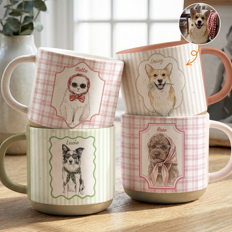 Custom-Cute-Pet-Photo-Watercolor-Striped-Pattern-Personalized-Pottery-Mug-1