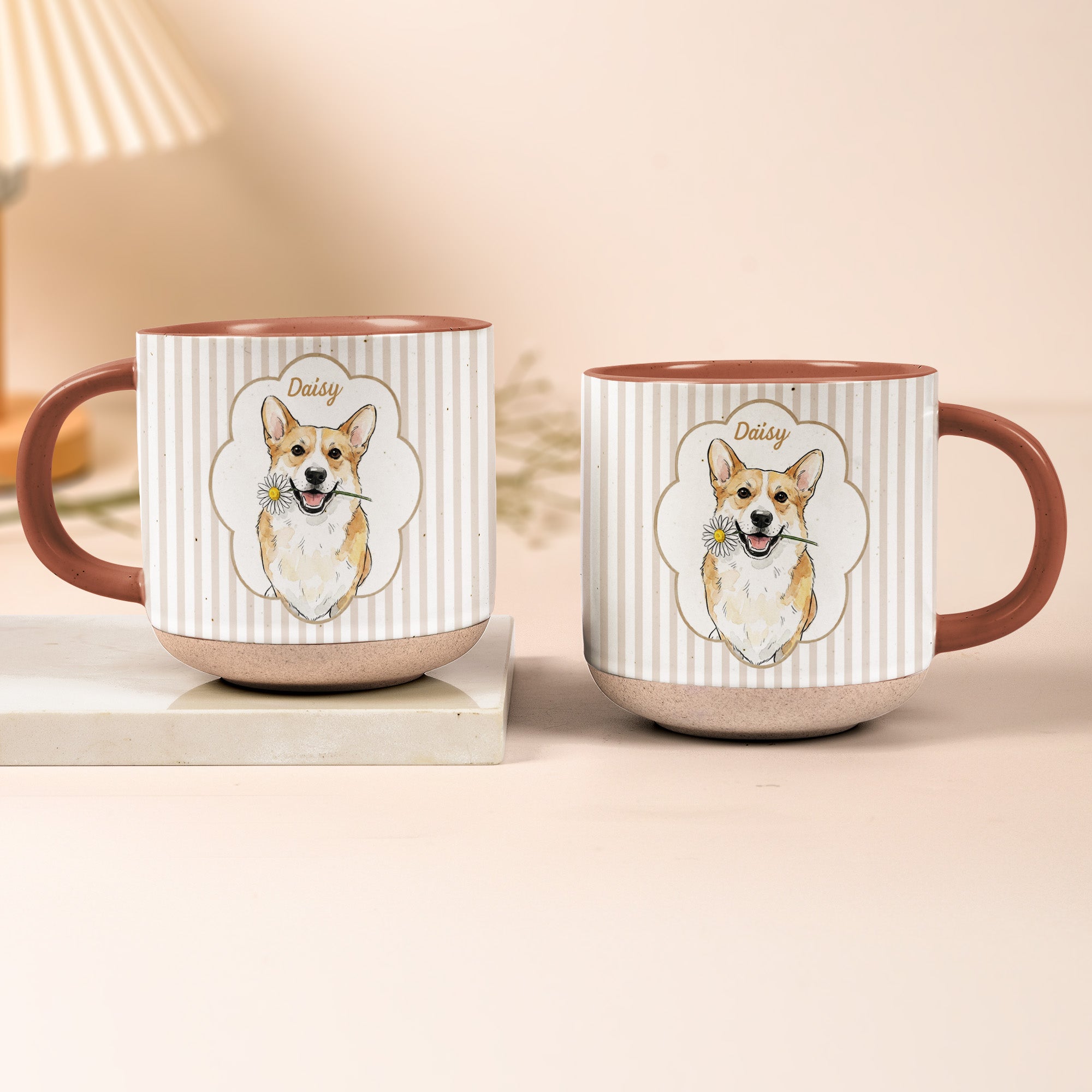 Custom-Cute-Pet-Photo-Watercolor-Striped-Pattern-Personalized-Pottery-Mug-2