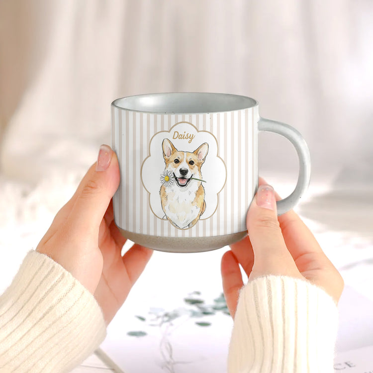 Custom-Cute-Pet-Photo-Watercolor-Striped-Pattern-Personalized-Pottery-Mug-5