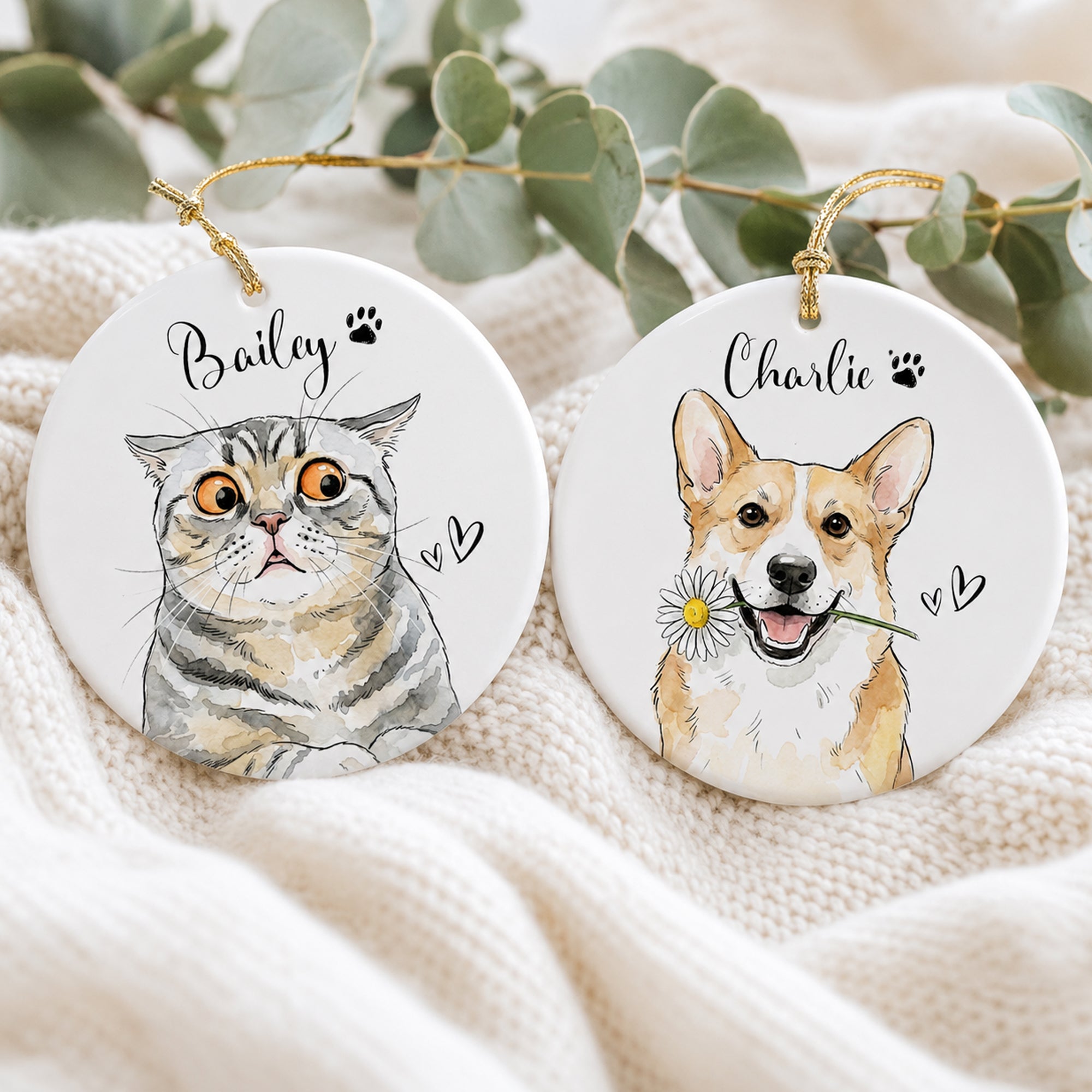 Custom-Cute-Pet-Portrait-Watercolor-Art-Gift-For-Pet-Lovers-Pet-Loss-Gifts-Personalized-Ornament-2