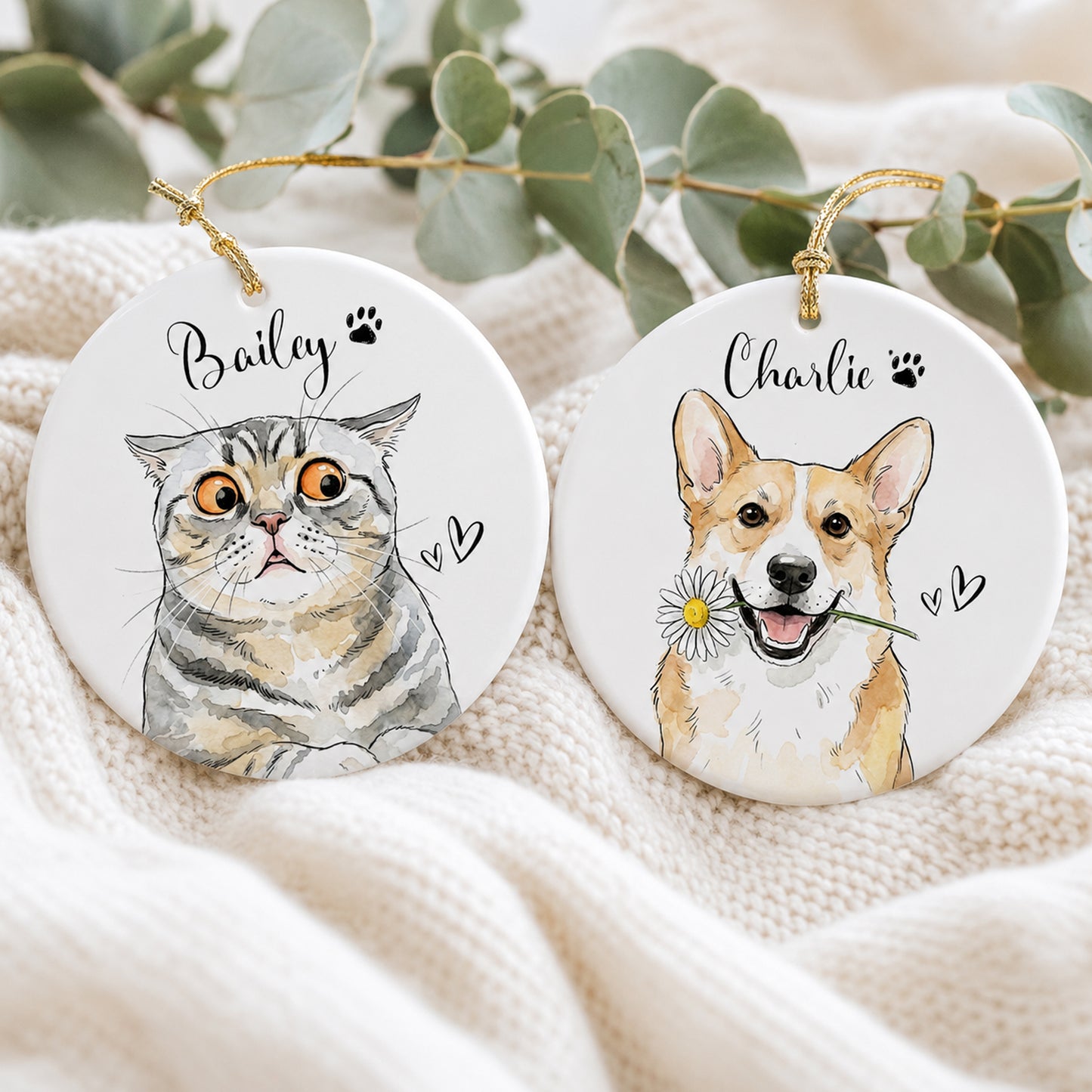 Custom-Cute-Pet-Portrait-Watercolor-Art-Gift-For-Pet-Lovers-Pet-Loss-Gifts-Personalized-Ornament-2