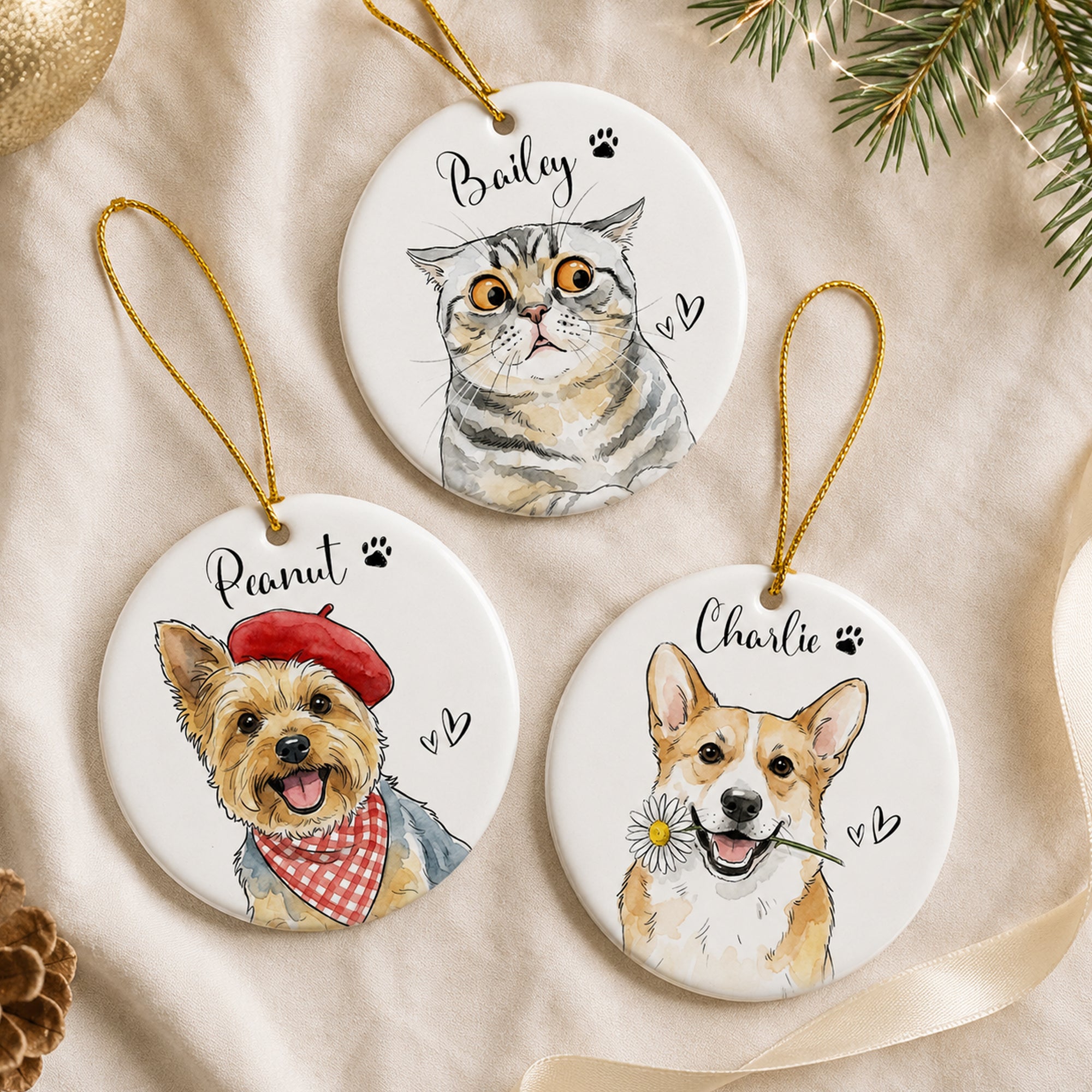 Custom-Cute-Pet-Portrait-Watercolor-Art-Gift-For-Pet-Lovers-Pet-Loss-Gifts-Personalized-Ornament-3
