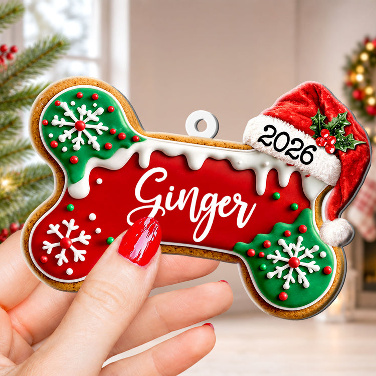 Custom-Dog-Bone,-Fishy-Cat-Gingerbread-Christmas-Pet-First-Christmas-3D-Relief-Personalized-Ornament-3