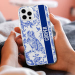 Custom Dog Breeds Toile De Jouy Chinoiserie Style - Personalized Clear Phone Case