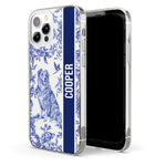 Custom Dog Breeds Toile De Jouy Chinoiserie Style - Personalized Clear Phone Case