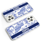 Custom Dog Breeds Toile De Jouy Chinoiserie Style - Personalized Clear Phone Case