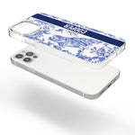Custom Dog Breeds Toile De Jouy Chinoiserie Style - Personalized Clear Phone Case