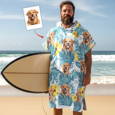 Custom Dog Face, Hawaiin Pattern - Personalized Beach Towel