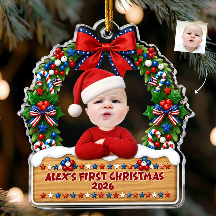 Custom-Face-Adorable-Baby-Christmas-Wreath-250Th-Anniversary-Personalized-Ornament-1