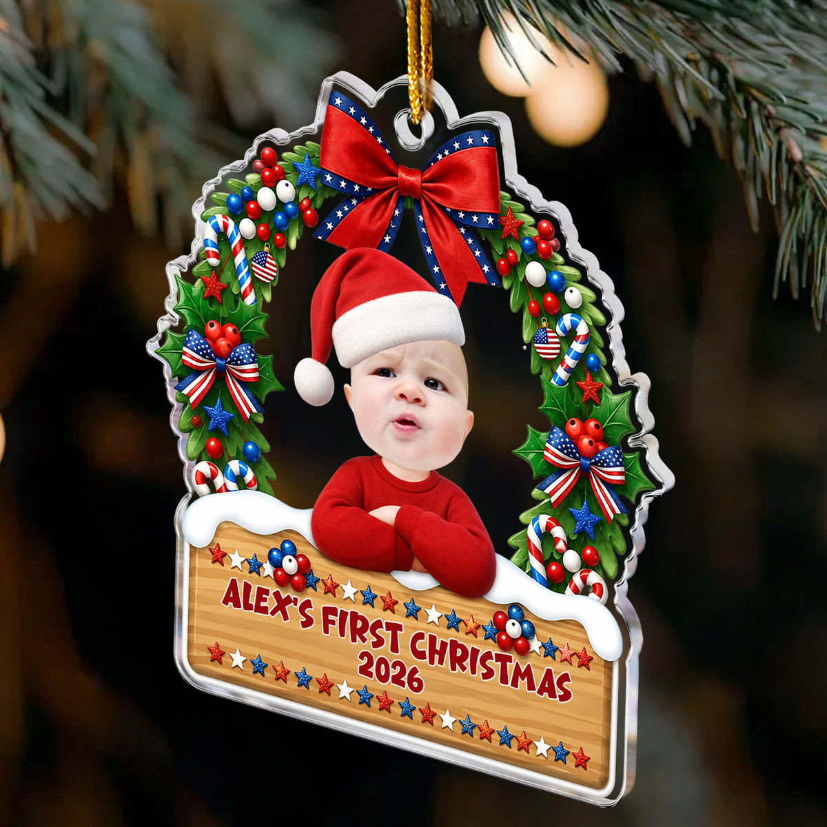 Custom-Face-Adorable-Baby-Christmas-Wreath-250Th-Anniversary-Personalized-Ornament-3
