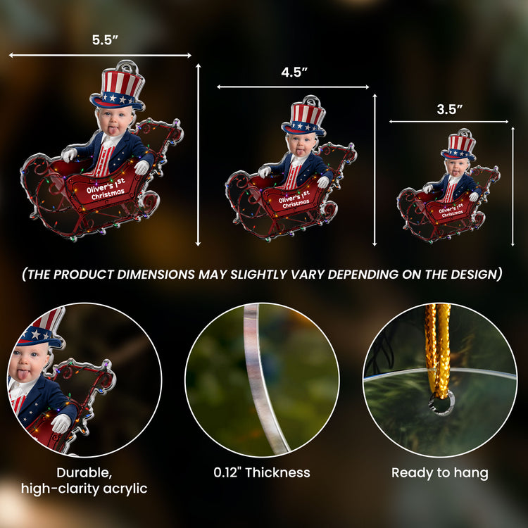 Custom-Face-Adorable-Baby-With-Santa-Sleigh-250Th-Anniversary-Personalized-Ornament-4