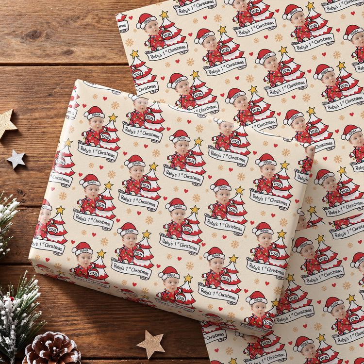 Custom-Face-Baby's-First-Christmas-Personalized-Wrapping-Paper-4