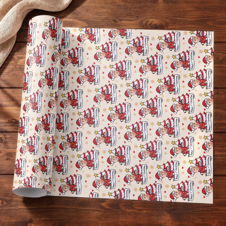 Custom-Face-Baby's-First-Christmas-Personalized-Wrapping-Paper-5