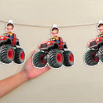 Custom-Face-Kid-Riding-Monster-Truck-Car-Personalized-Garland-Banner-3