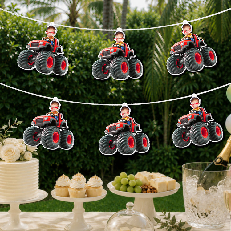 Custom-Face-Kid-Riding-Monster-Truck-Car-Personalized-Garland-Banner-4